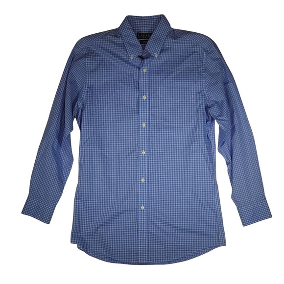 Lauren Ralph Lauren Other - Lauren Ralph Lauren Blue Gingham Dress Shirt Mens 15.5 32/33 Slim Fit Non Iron